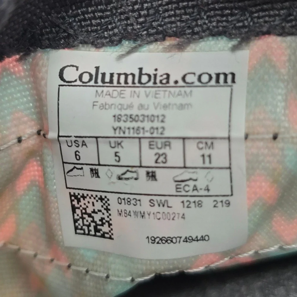 Columbia Kids Waterproof Winter Snow Boots Pink Teal Zig Zag Girls Size 6